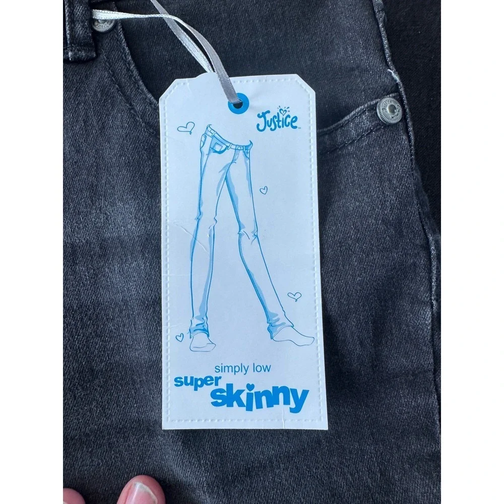 Justice Premium Jeans Girls 10.5‎ Black Simply Low Super Skinny Denim NWT